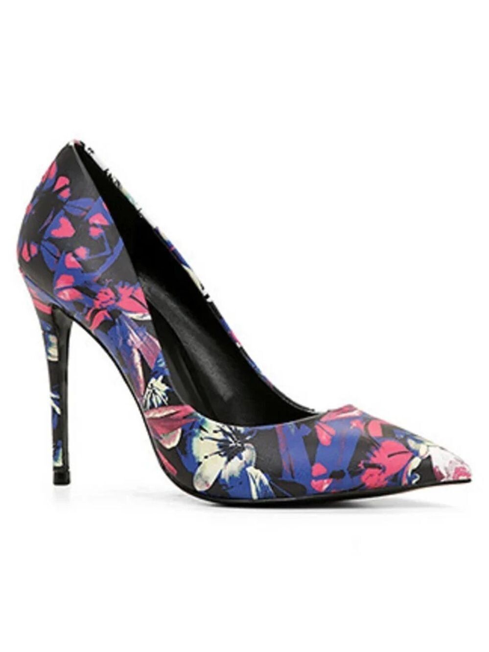 ALDO Textured Blue Navy Pink White Floral Pointed Toe Stiletto Pumps 8
